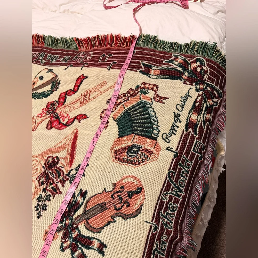 Vintage Christmas tapestry throw blanket